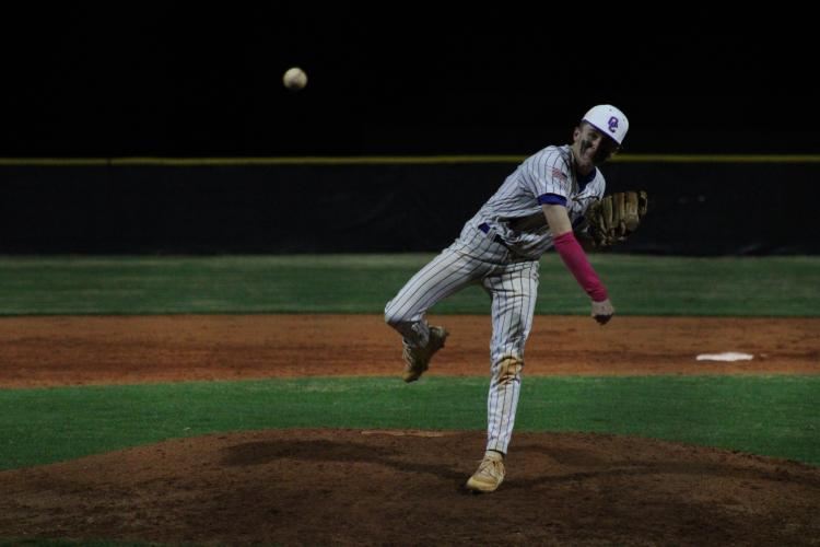 Oglethorpe County’s Mathew Martin struck out five batters in four innings against Lake Oconee Academy last week. He also leads the Patriots with 11 steals and 11 runs. (Owen Warden/The Oglethorpe Echo) 