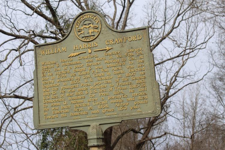The historical marker commemorates William H. Crawford, Oglethorpe County's most famous resident. The marker is located near his grave in Crawford, Ga. (Photo/Michael Johnson)