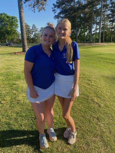 OCHS girls golf team members Sofia Horsley (left) and Avery Kort competed well at the area tournament last week. It was the final tournament for the Lady Patriots this year. (Submitted Photo)