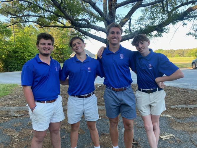 The Oglethorpe County boys golf team of Cole Horsley (from left), Phil Paradise, Jake Turner and Baron De Mattei finished its season last week. Turner and Horsley each shot 87 at the area tournament. (Submitted Photo)