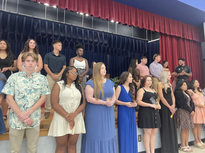 Members of OCHS's Beta Club receive honorary tassels at Senior Honors Night. National Beta Club is the largest independent, non-profit, educational youth organization in the United States. (Jack Keys/The Oglethorpe Echo)