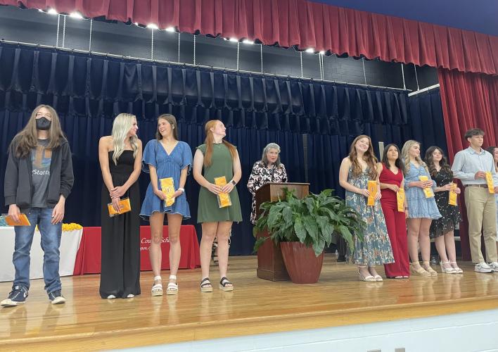 Graduating OCHS students of the National Honor Society receive their honorary stoles. Over 1.4 million students nationwide are National Honor Society members. (Jack Keys/The Oglethorpe Echo)