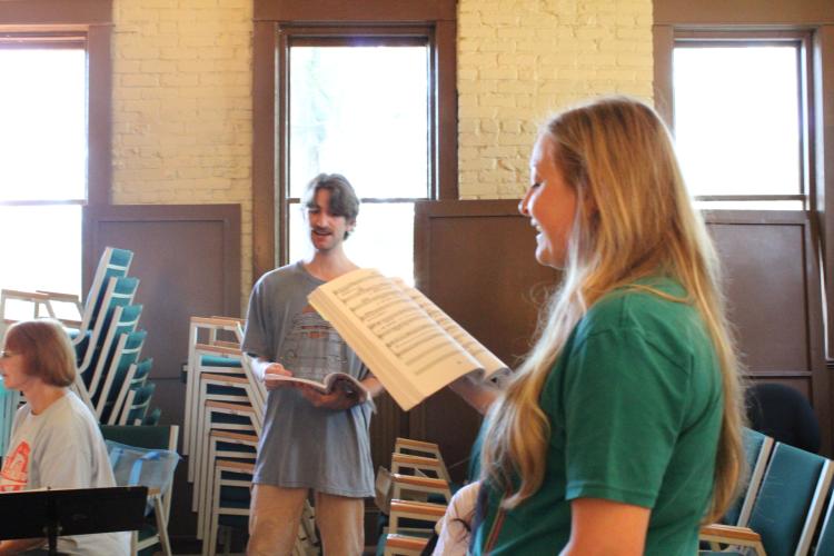 Heather Pillsbury rehearses for the role of Audrey in the "Little Shop of Horrors" last month. She said she had always wanted to play that part. (Sarah Coyne/The Oglethorpe Echo)