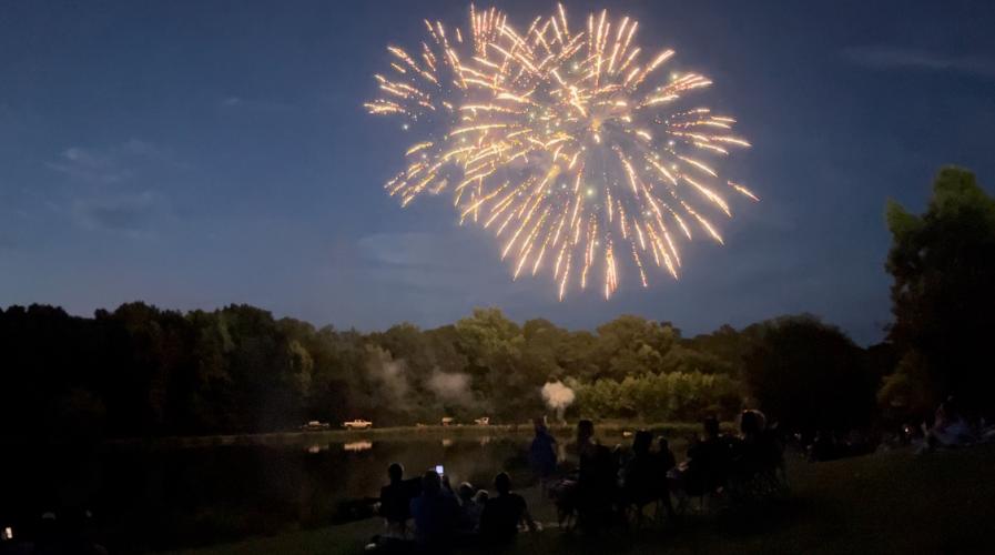 Fireworks fill the sky at Oglethorpe County’s Fourth of July celebration at Bryan Park last week. Organizers said more than 2,000 people attended the sixth annual event. (Torin Smith/The Oglethorpe Echo)