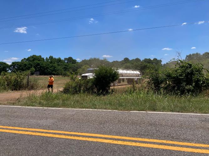 Sludge trucks have been a common sight along Wolfskin Road this summer, residents said, leaving them to complain about the smell. Commission chair Jay Paul said “people are becoming more and more cautious” about using sludge. (Wingate Downs/For The Oglethorpe Echo)