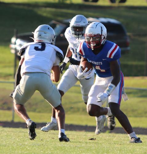 O’Maury Huggs runs for a first down in the spring game against East Jackson. Huggs will be part of a tandem of running backs that will include Jordan Johnson and Payton Prince for OCHS this fall. (Torin Smith/The Oglethorpe Echo)