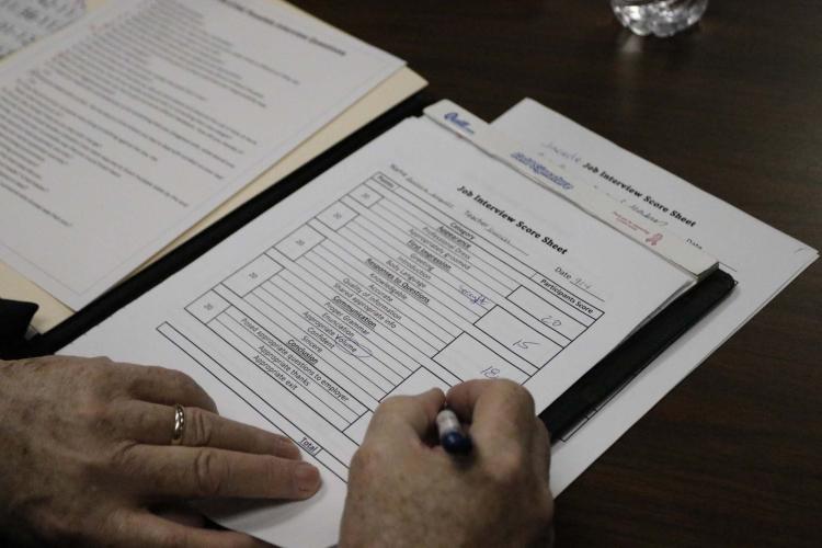 Oglethorpe County High School hosted mock job interviews for CTAE students on Wednesday, Sept. 4, 2024. Community members were asked to judge students on commucation, dress, responses and first impressions. (McCain Bracewell/The Oglethorpe Echo)