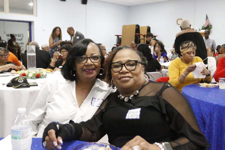 Polly and Sandra Echols attend the commemorative program for the Oglethorpe County Consolidated School, which is now Oglethorpe County Primary School, on Saturday, Sept. 28, 2024. The consolidated school opened in 1955 for African American students during segergation. OCPS is scheduled to be torn down in phase two of the new Oglethorpe County Elementary School construction. (McCain Bracewell/The Oglethorpe Echo)