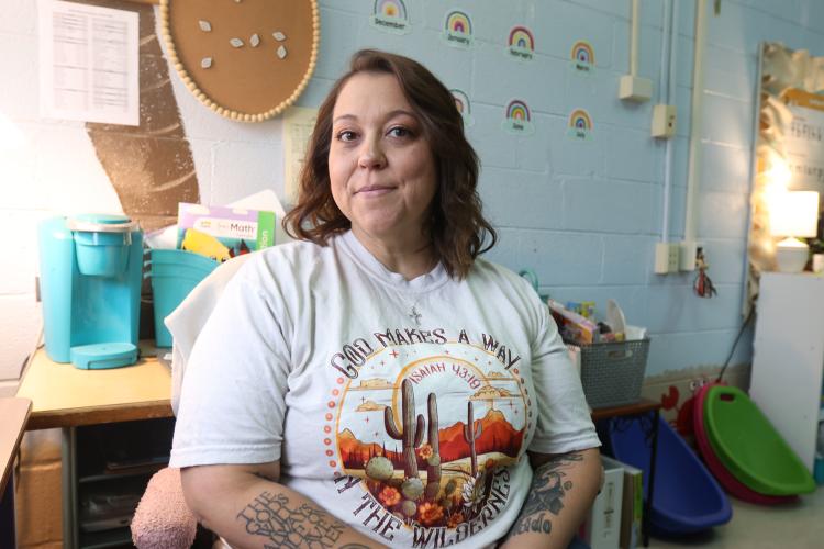 Samantha Mathe, a former deputy with the Oglethorpe County Sheriff’s Office, changed careers in 2023 and now co-teaches a first-grade special education class at Oglethorpe County Primary School. Mathe was with the Sheriff’s Office for nine years. (Avni Trivedi/The Oglethorpe Echo)