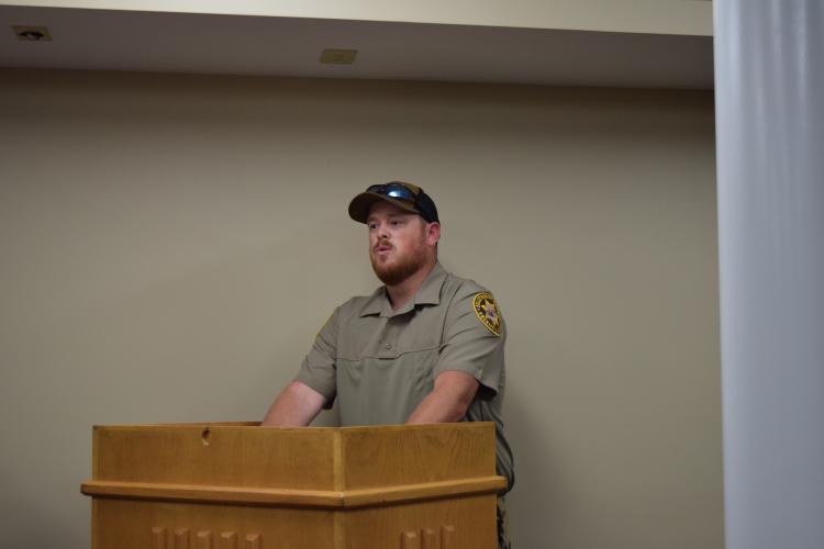 (The Oglethorpe Echo / Mary Catherine Dodys) Jonathan James addressed the BOC Monday, Oct. 7, as he proposed the request to repair control panels inside the Oglethorpe County jail facility. The request was approved and the jail was granted an initial portion of the funding, totaling $37,112.