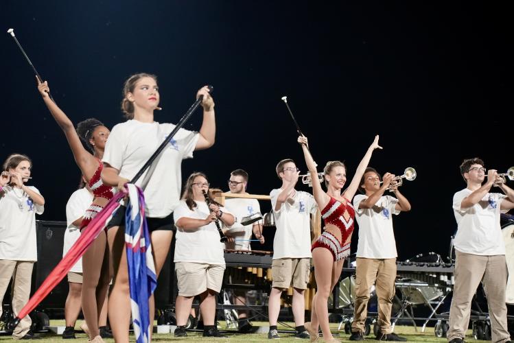 The Oglethorpe County marching band performs their halftime routine at the football game against Washington-Wilkes on Aug. 30. The band had only about 30 members this season. (SAYLOR WILLIAMS/THE OGLETHORPE ECHO)