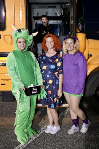 All aboard the Magic School Bus! Oglethorpe County bus drivers Chesney Garrett (from left), Tracy Boss and Teresa Saxon didn’t just bring a car to Trunk or Treat, they brought the entire school bus. The bus was a popular attraction at this year’s eighth annual Trunk or Treat event as students climbed aboard to receive their candy and exit through the back door. The bus drivers came as various characters from the popular Magic School Bus series. (Saylor Williams/Oglethorpe County)