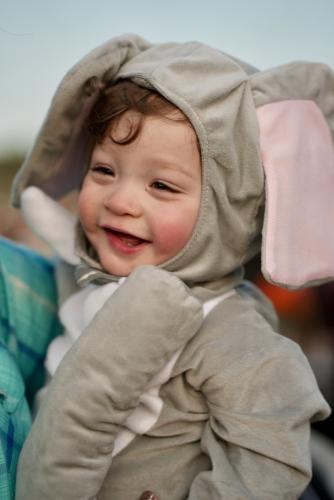 Landon Henderson was all smiles after waking up from his nap on Oct. 30 during the annual Trunk or Treat event. It was a big week for the little elephant who also celebrated 15-months on Friday with his twin Dylan. (Saylor Williams/The Oglethorpe Echo)