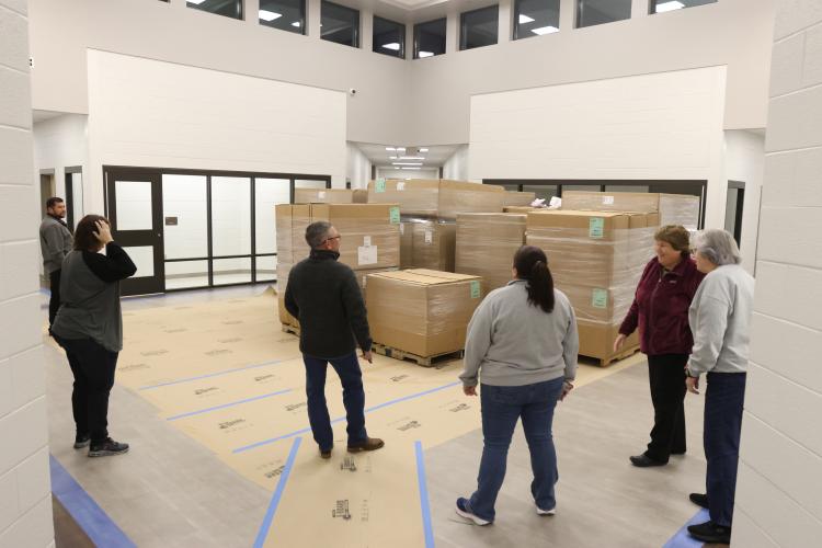 Members of the BOE and Oglethorpe County School System staff check out the progress at the new Oglethorpe County Elementary School during a tour last week. Officials are planning a ribbon-cutting ceremony and celebration in May. (Avni Trivedi/The Oglethorpe Echo)
