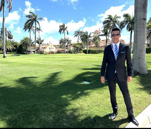 Shannon Pritchett, a graduate of Oglethorpe County High School who lives in Arnoldsville, stands outside The Mar-a-Lago Club in Palm Beach, Florida. He was invited to the resort for Donald Trump’s election night festivities. (Submitted Photo)