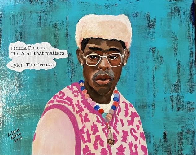 Artist Kristan Ryan often paints celebrities, musicians and animals, such as Tina Turner, an angry mother cougar, Tyler, The Creator and Kaitlin Butts. She said the painting of the cougar recently was stolen from the gallery she plans to open in downtown Lexington. (Submitted Photo)