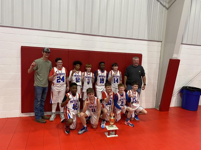 The 12u boys basketball team coached by Bodie Parks won the league championship on Jan. 18. The assistant coach is Adam Bailey and the team members include Miller Parks, Marty Mathews, JT Baker, DJ Faust, Joseph Bailey, Nolan Dean, Hudson Smith, Jackson Lawhorn, Eli Chapman and Sankwon Callaway. (Submitted photo)
