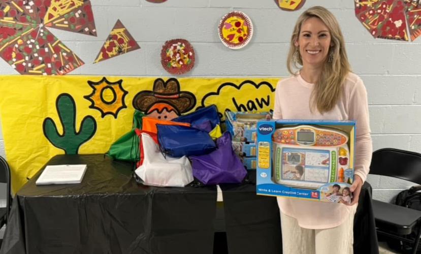 April Moore, the Oglethorpe County Family Connection coordinator, works with several organizations throughout the county. She donated literacy learning toys and Smart Sacks filled with books, handwriting tools and other items to students last year. (Submitted Photo)