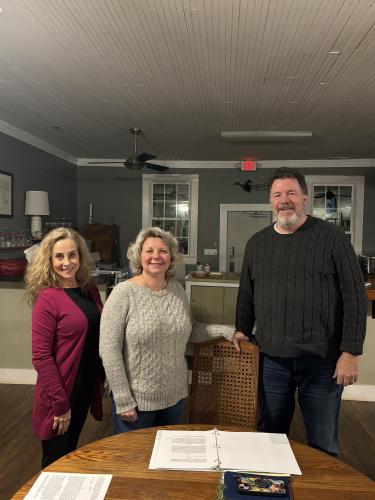 Leslie Whitehead-O'Neal, Director Penny Miller, and Ed Smith pose for a photo during the rehearsal for "Love Letters." Tickets are on sale at www.artso.booktix.com.  (Jet Rawls/The Oglethorpe Echo)