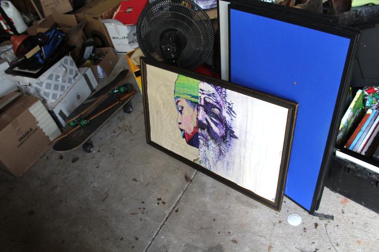 An old piece Sam Balling created sits in the shed next to his home in Lexington on  Thursday, Jan. 30. “Wherever I go, I try and find as much of like the folklore and the personal history, not so much as like ‘this was founded by so and so and these people did this,’” Balling said. “Like I want to know about the ones that didn't have the stories told.” (Photo/Emily Slepsky)