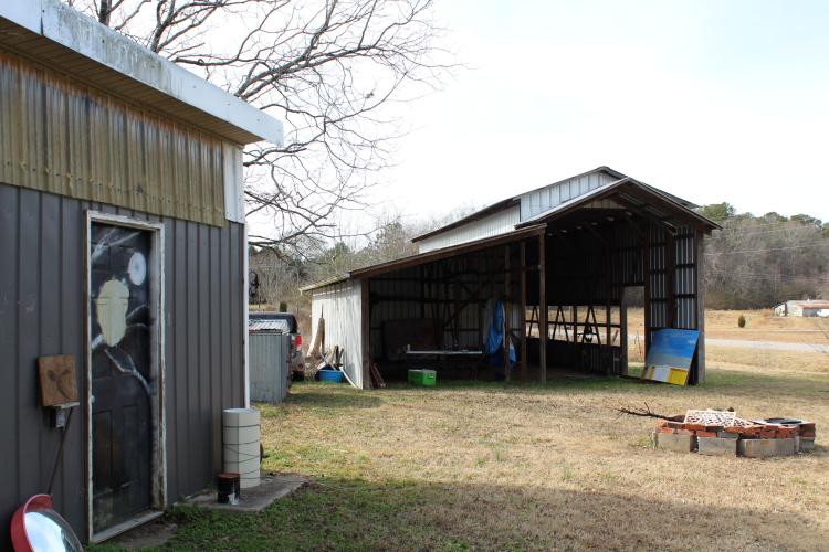 Sam Balling’s pole barn stands outside his Lexington home on Thursday, Jan. 30. Once used for RV storage, the barn now serves as his primary workspace, except when the temperatures are below freezing. (Photo/Emily Slepsky)