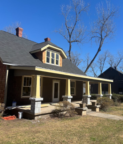 The front porch of the Kee's Church St. home mid-renovation. Cathy and Harold Kee purchased the bungalow style home in October of 2024. (Jet Rawls/The Oglethorpe Echo)