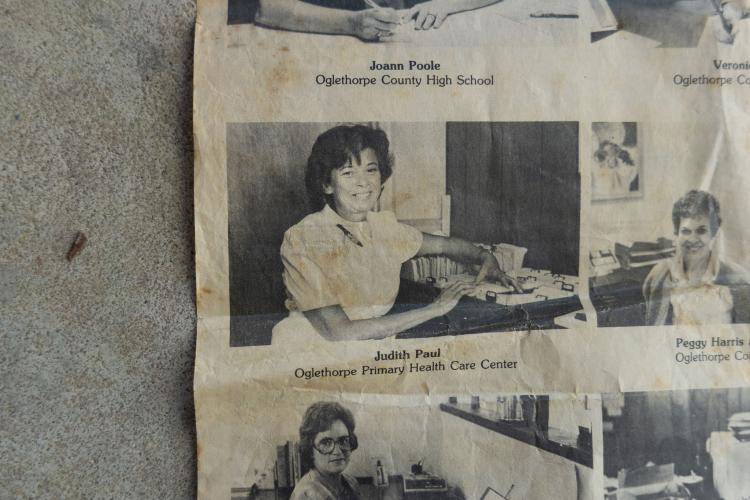 A 1985 print copy of The Oglethorpe Echo recognizes Judith Paul for her service as secretary of Oglethorpe Primary Health Care Center, the first ever healthcare facility to open in Crawford, Georgia in 1979. Paul was the first secretary of the healthcare facility, and served for 25 years. (Photo / Lux Corrona)