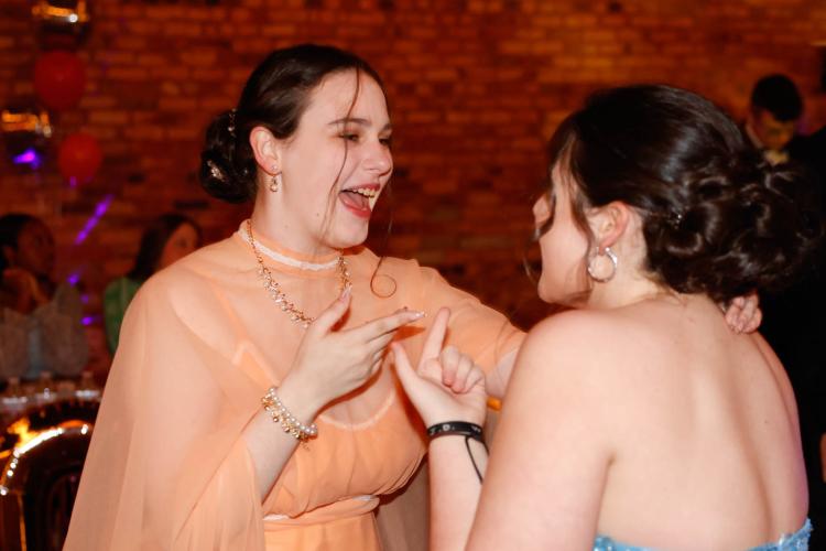 Kayla Nicholson and Samira Arnold sing “Love Story” by Taylor Swift together at the 2025 Oglethorpe County High School Prom at Historic Smithonia Farm in Colbert, Georgia on Saturday, April 12, 2025. (Photo/Libby Hobbs)