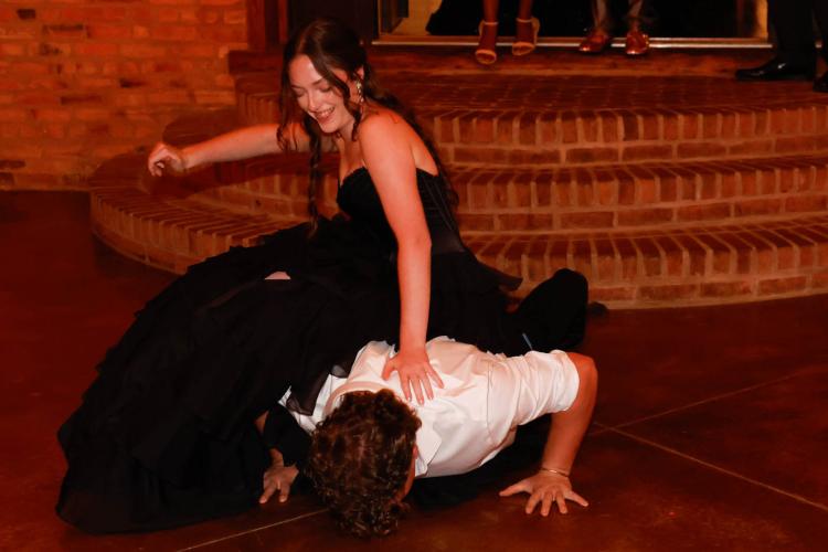 Landon Tipton and Alie Duffell pose for a photo during their senior walkout during the 2025 Oglethorpe County High School Prom at Historic Smithonia Farm in Colbert, Georgia on Saturday, April 12, 2025. Some twirled, some smiled, one did pushups. (Photo/Libby Hobbs)