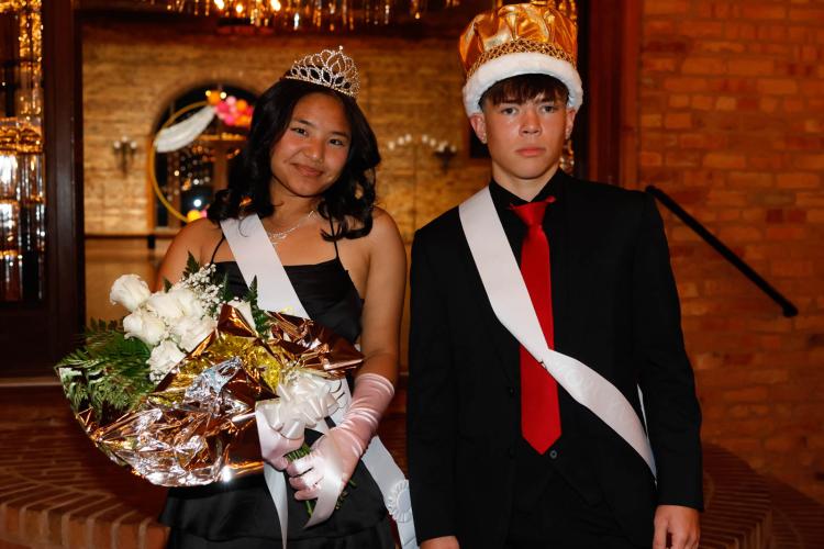 Su Moo and Aidan Carlan pose for a photo at the 2025 Oglethorpe County High School Prom at Historic Smithonia Farm in Colbert, Georgia on Saturday, April 12, 2025. They were crowned Prom Queen and Prom King. (Photo/Libby Hobbs)