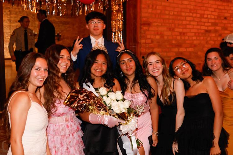 Su Moo poses for a photo with her friends at the 2025 Oglethorpe County High School Prom at Historic Smithonia Farm in Colbert, Georgia on Saturday, April 12, 2025. She was crowned Prom Queen. (Photo/Libby Hobbs)