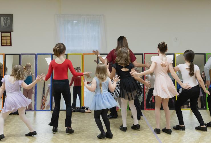Jessica Palmer's tap and jazz combo class practices a tap dance paired with a song titled "APT" by artists ROSE and Bruno Mars at the Lena Wise Community Center in Crawford, Ga on April 7, 2025. Palmer is the owner and instructor of Jessica's School of Dance, a complete dance program for young girls of all ages. (Photo / Lux Corrona)
