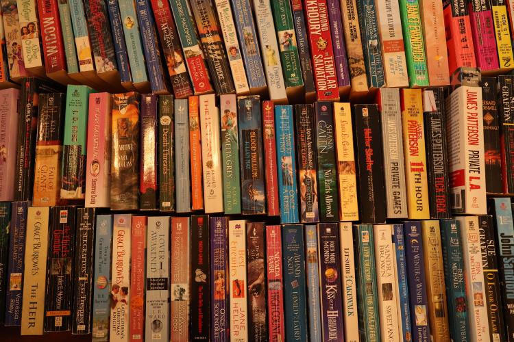 A multitude of paperback books were available for purchase during the Friends of the Oglethorpe County Library Book and Art Sale last Saturday at No. 3 Railroad St. (Photo/Olivia Wilson)