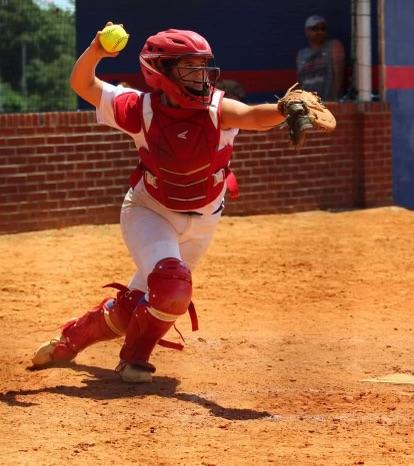 Senior Carolyn Barner is the Oglethorpe County softball team’s primary catcher, but she can play elsewhere, as needed. She’s one of three seniors this fall. (Submitted Photo)