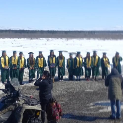 The Napaaqtugmiut School Class of 2025 pose for a photo. (Submitted Photo)