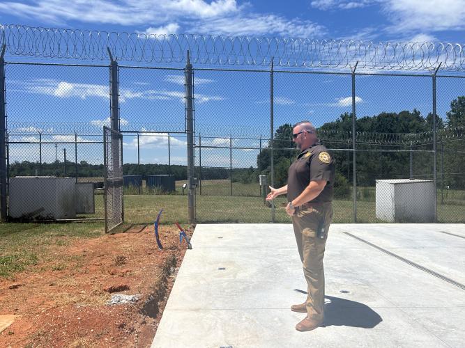 Oglethorpe County Sheriff David Gabriel stands in the area that will be a temporary animal holding facility. A modular building also is being turned into a training facility. (Photo/Alex Perri)