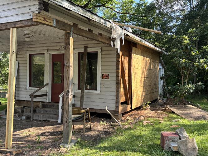 Workers are renovating the building that is planned to house Lexpresso in Lexington. Owner Blair Dorminey is working with the Historic Preservation Commission to make sure it retains its “character.” (Photo/Andy Johnston)