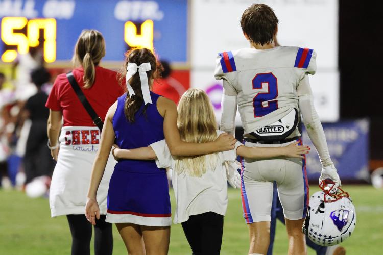 Oglethorpe County High School football player Hayden Williams (2) leaves with fans after a game against Washington Wilkes Comprehensive High School at Tiger Stadium in Washington, Georgia, on Aug. 29, 2025. (Photo/Susanna Johnson)