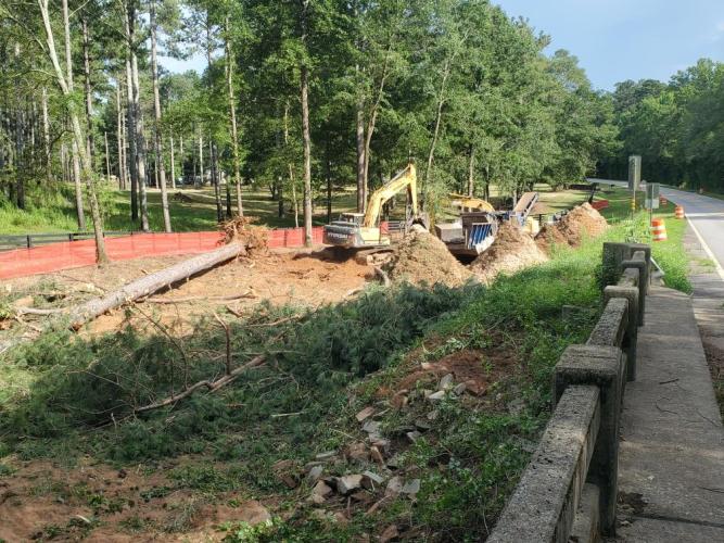 Crews have cleared the area surrounding the bridge on Crawford-Smithonia Road that spans Big Clouds Creek in preparation for it to be replaced this fall. The bridge dates to 1958. (Submitted Photo)