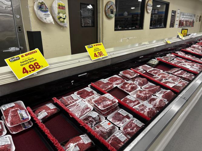Beef products on sale at B&amp;T grocery store in Lexington, GA on Aug. 23, 2025. Oglethorpe County is feeling the affects of rising beef prices nationwide (Photo/Jacob Harper).