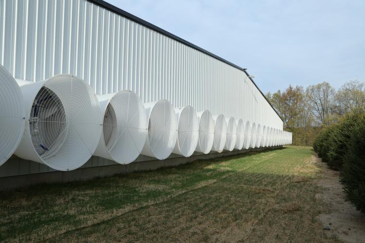 Ventilation system used poultry facilities in Oglethorpe county. Various ventilation systems are needed to cool poultry houses in the summer (Submitted Photo/Hog Slat, Inc).