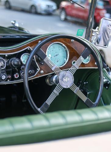 Terry Allen's 1949 MG TC, named "Devlin", is displayed for attendees to admire at the Firefly Cruise-In in Lexington, Georgia on Sunday, Sept. 28, 2025. The car was imported from England to California in 1964, where it stayed until the early 90s. Allen purchased the car in 2010 from the previous owner, who couldn't keep it because of a COPD diagnosis. (Photo/Susanna Johnson)
