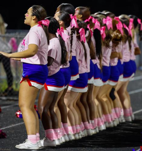 Oglethorpe County High School cheerleaders rally the crowd during the football team's home game against Rabun County High School on Friday. (Photo/Caroline Newbern)