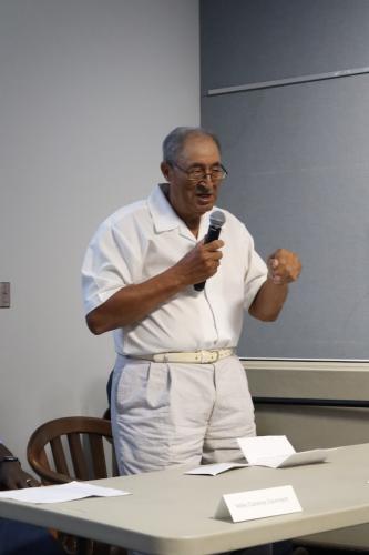 Carlton Sanders, who spoke at a recent Historic Oglethorpe presentation, said he plans to reopen his family barbecue restaurant in Vesta. It’s been closed for more than a year. (Molly Moore/The Oglethorpe Echo)