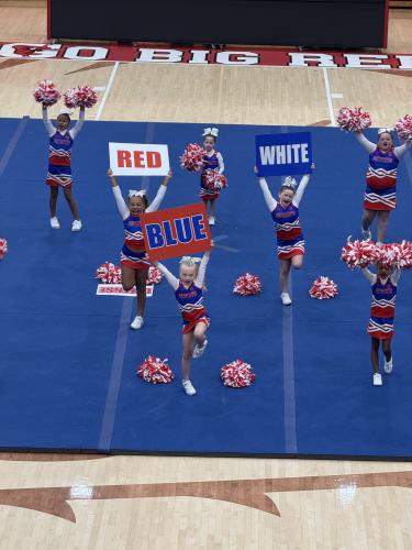 The Oglethorpe County Recreation Department’s 9u squad was among the last to perform in its age group. The team won the Big Red Cheer Classic in Gainesville on Oct. 26. (Cooper Huau/The Oglethorpe Echo)