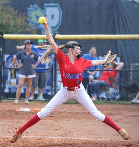 Oglethorpe County High School senior Reese Campbell (24) pitches the ball during a softball game against Prince Avenue Christian School in Bogart, Georgia on Saturday, September 27, 2025. Prince beat Oglethorpe 11-3.  (Photo/Susanna Johnson)