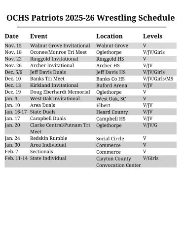 2025 wrestling schedule