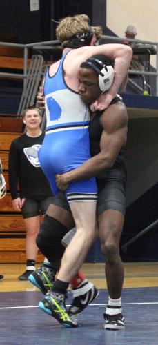 Paris Crowder lifting his opponent during a match (Staff file/The Oglethorpe Echo)