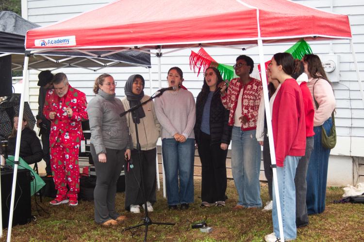 Noteworthy, the University of Georgia's only all-female a capella group, performed Christmas carols during the marketplace portion of the morning. Their music provided excitement and a taste of UGA talent. (Grace Burnett/The Oglethorpe Echo)