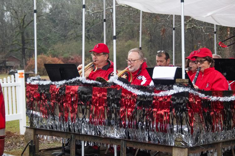 The Official Redcoat Alumni Band cheered on the Dawgs through their UGA tunes and attire. The parade took place the morning of the 2025 SEC Championship Game making it the perfect opportunity to cheer on the Dawgs. (Grace Burnett/The Oglethorpe Echo)